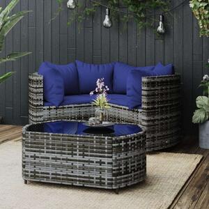 VidaXL Polyrattan Kerti Ülőgarnitúra - 4 részes, Szürke
