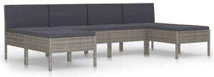 VidaXL Polyrattan Kerti Ülőgarnitúra - 6 részes - Szürke