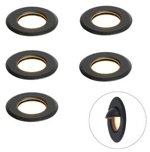 5 darabos modern süllyesztett spotlámpa készlet fekete LED-del IP67 - Linsey
