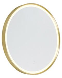 Fürdőszobai tükör arany 50 cm LED-del, 3 fokozatban dimmelhető, érintőgombos, kerek - Miral