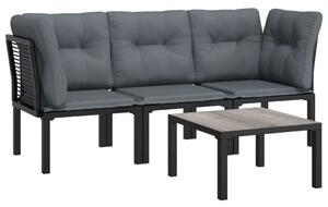 VidaXL Polyrattan Kerti Ülőgarnitúra - 4 részes, Fekete-Szürke
