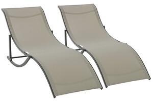 Outsunny, 2db nyugágy készlet, 61x165x63cm, PVC/poliészter, Khaki