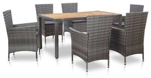 Polyrattan Kültéri Étkezőgarnitúra - 7 részes - Szürke
