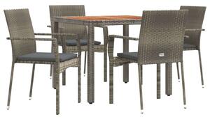 Polyrattan Kerti Étkezőgarnitúra - 5 részes - Szürke