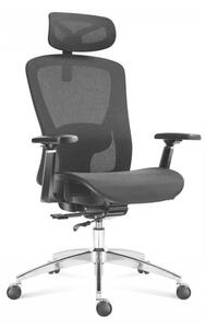 Ergonomikus irodai forgószék, hálós szellőzőanyag, dönthető háttámla, állítható ülésmélység, fekete