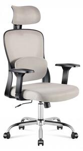 Ergonomikus irodai forgószék kartámaszokkal, deréktámasszal, hálós anyaggal, szürke