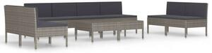 Polyrattan Kerti Bútorszett - 10 részes - Szürke