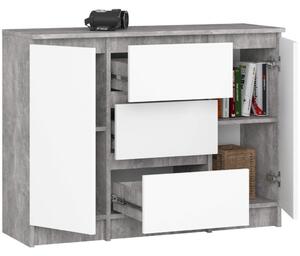 Akord K100 Modern Komód Laminált Beton-Fehér