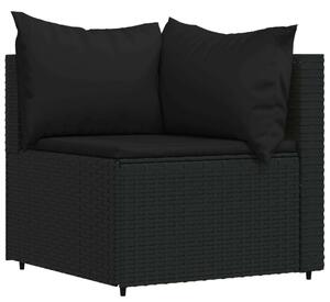VidaXL 3 részes fekete polyrattan kerti ülőgarnitúra párnákkal