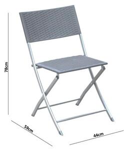 GardenLine Összecsukható kerti bútor szett - Asztal + 2 szék - Antracit