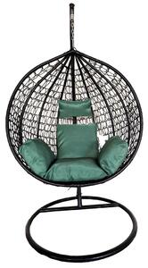 Linea Heinner Függőszék, 115x68x108/195 cm, Acél/műrattan, Antracit zöld/zöld