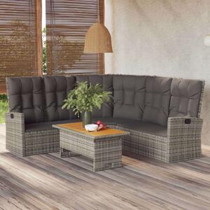VidaXL 2 részes szürke polyrattan kerti ülőgarnitúra párnákkal