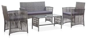Polyrattan Kerti Bútor Szett - 4 részes - Antracit Szürke