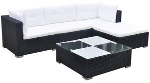 Polyrattan Kerti Ülőgarnitúra - 5 részes - Fekete