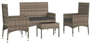 VidaXL 4 részes szürke polyrattan kerti ülőgarnitúra párnákkal