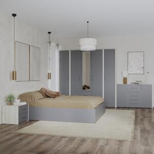 Malmo V9 hálószoba szett 140 x 200 cm-es ággyal, Fehér tölgy / Antracit