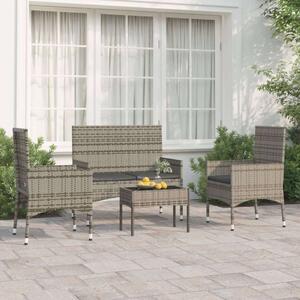 VidaXL 4 részes szürke polyrattan kerti ülőgarnitúra párnákkal