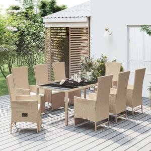 VidaXL Polyrattan Kerti Étkezőgarnitúra - 9 részes - Bézs