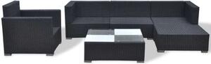 VidaXL Polyrattan Kerti Bútorszett - 6 részes - Fekete