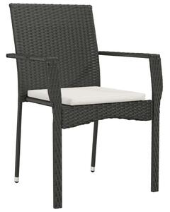 5 részes fekete polyrattan kerti étkezőgarnitúra párnákkal