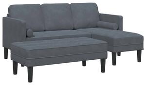 VidaXL Kanapé Szett 2 pcs Sötétszürke 173 x 131 x 67 cm Bársony