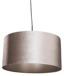 Függőlámpa Fekete Taupe Színű Bársonyernyővel 50cm - Combi 1