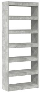 VidaXL Könyvszekrény polcokkal Beton szürke 80 x 30 x 198 cm Faanyag