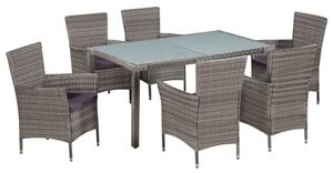 VidaXL Polyrattan Kültéri Étkezőgarnitúra - 7 részes - Szürke