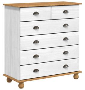 VidaXL Fiókos Szekrény ASKIM Fehér 91 x 40 x 95.5 cm Tömör fenyőfa
