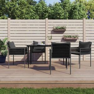 VidaXL 5-részes polyrattan és acél kerti étkezőgarnitúra párnával