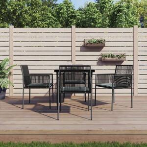 VidaXL Kerti Étkezőgarnitúra - 5 részes - Fekete Polyrattan