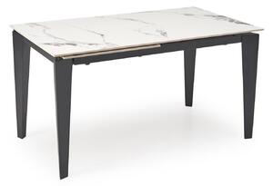 Asztal Houston 2157, 77x81cm, Fehér márvány, Fekete