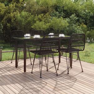 VidaXL 5 részes fekete polyrattan kerti étkezőgarnitúra
