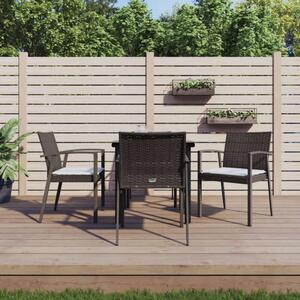 VidaXL 5-részes polyrattan és acél kerti étkezőgarnitúra párnával
