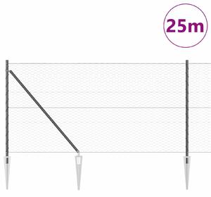 VidaXL Hatszögletű kerítés oszlopokkal 25 x 1 m PVC-bevonatos acél