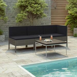 VidaXL Polyrattan Kerti Ülőgarnitúra - 3 részes - Szürke