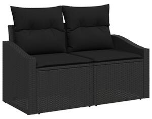 Kertkanapé Szett 6 Darab Fekete Polietilén Rattan