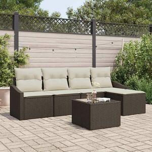 VidaXL Kanapé Szett párnával 6 pcs Barna polirattan