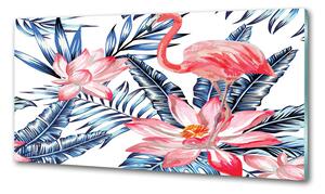 Konyhai fali panel Flamingók és növények