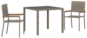VidaXL Kert étkező szett 3 pcs Szürke és Barna 90 x 90 x 75 cm