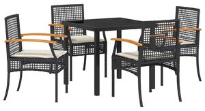 VidaXL Kert étkező szett 5 pcs Fekete polirattan