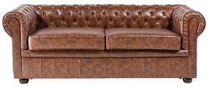 Kanapé 3 személyes CHESTERFIELD Műbőr Aranybarna