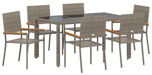 VidaXL Kert étkező szett 7 pcs Szürke 150 x 90 x 75 cm polirattan