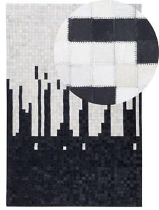 Fekete és fehér bőrszőnyeg 160 x 230 cm BOLU