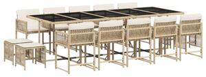 VidaXL Polyrattan Kerti Étkezőgarnitúra - 15 részes, Bézs