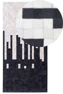 Fekete és fehér bőrszőnyeg 80 x 150 cm BOLU