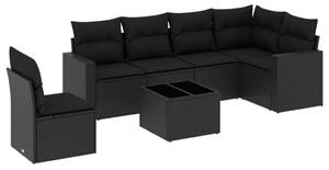 VidaXL Polyrattan Kerti Ülőgarnitúra - 7 részes - Fekete