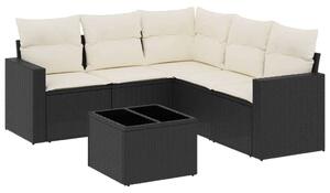 VidaXL Polyrattan Kerti Ülőgarnitúra - 6 részes - Fekete