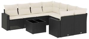 VidaXL Polyrattan Kerti Ülőgarnitúra - 9 részes, Fekete