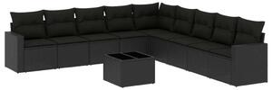 VidaXL Polyrattan Kerti Ülőgarnitúra - 10 részes - Fekete